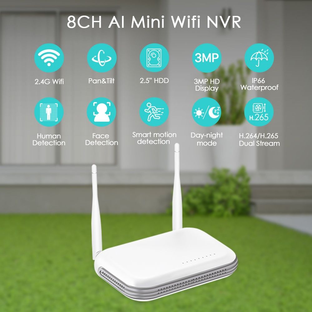 WiFi NVR 1тб 500гб 8ch h265 Onfiv сетевой видеорегистратор