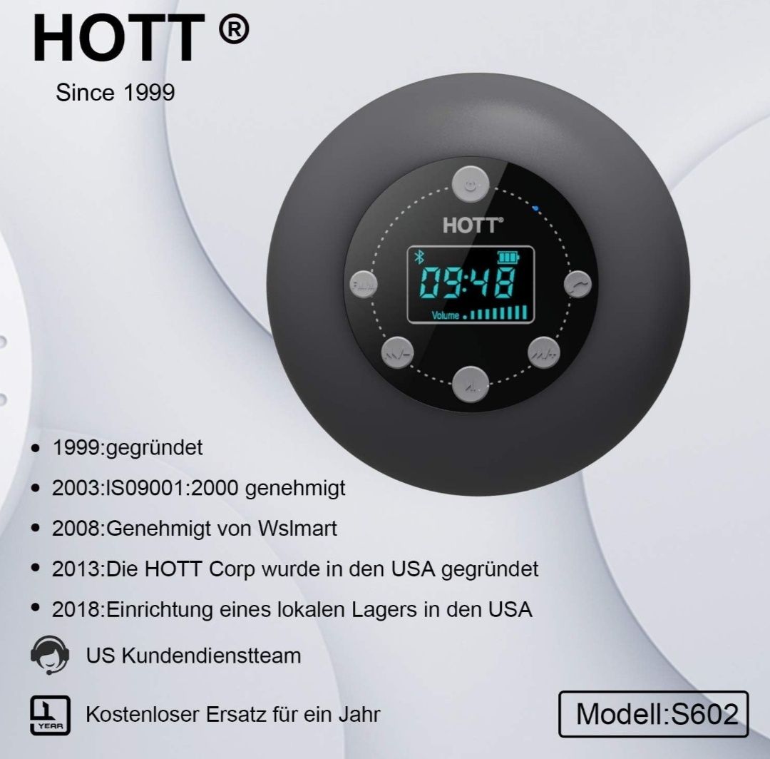 HOTT S602 Портативна колонка радіо для душу Bluetooth 5.0 Динамік Водо