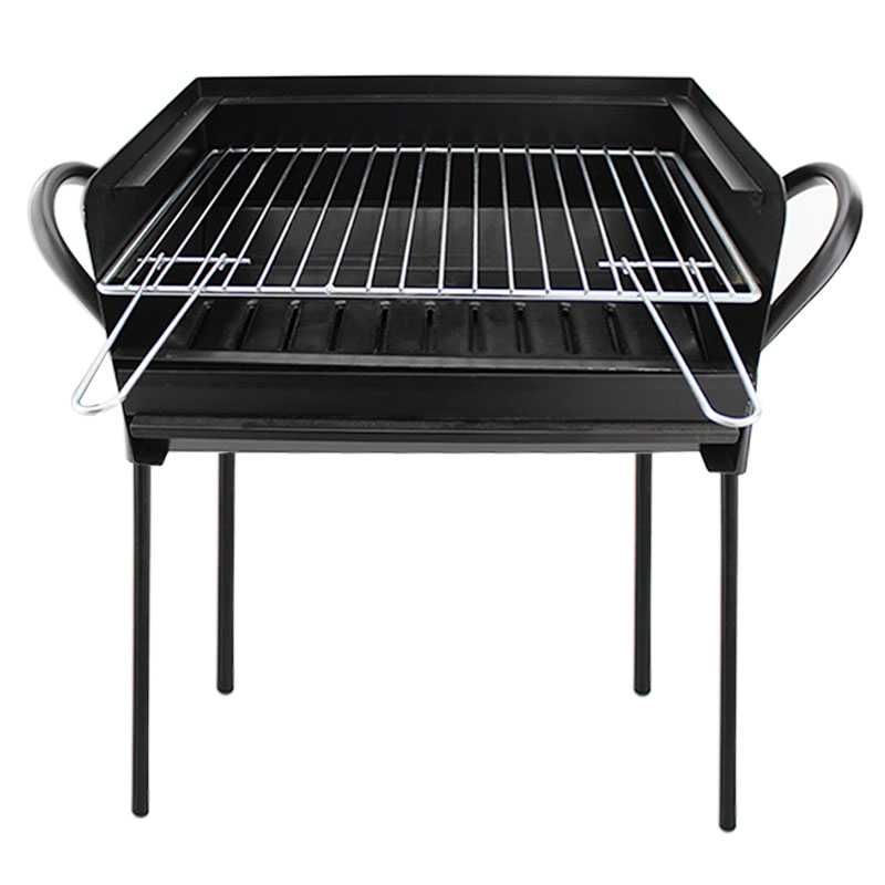 Barbecue - Assador ferro preto c/pernas e grelha 60x40