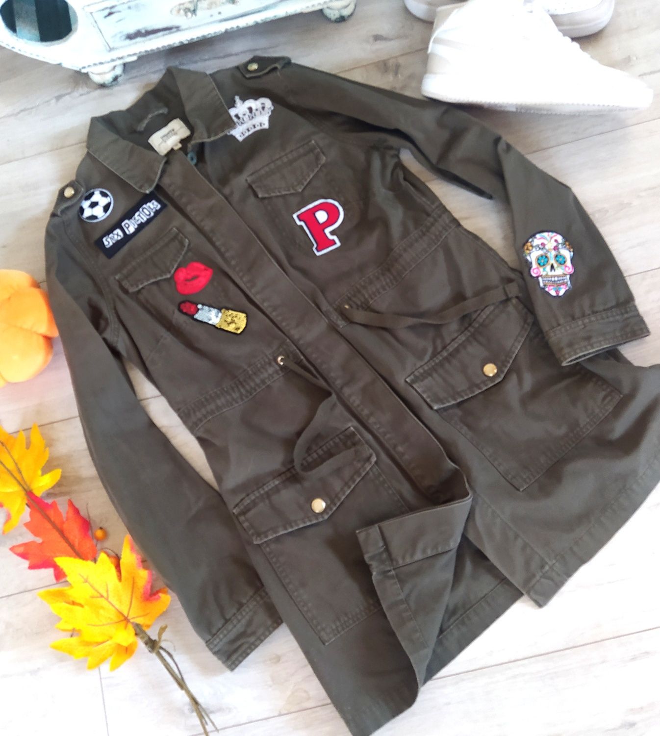 Parka kurtka militarna khaki bawełna r.38