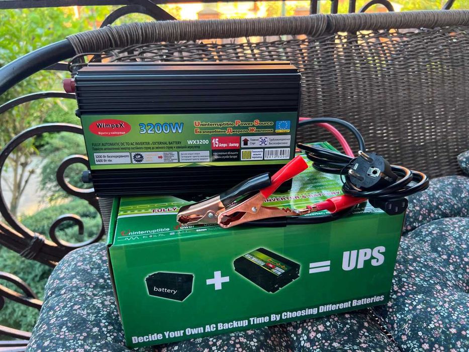 Инвертор→Wimpex Преобразователь ИБП 12V-220V 3200W c зарядным←