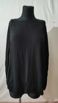Czarna bawełniana bluzka ozdobione rękawy haftem rozm X XL