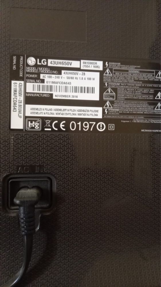 Televisao LG de 43 polegadas avariada