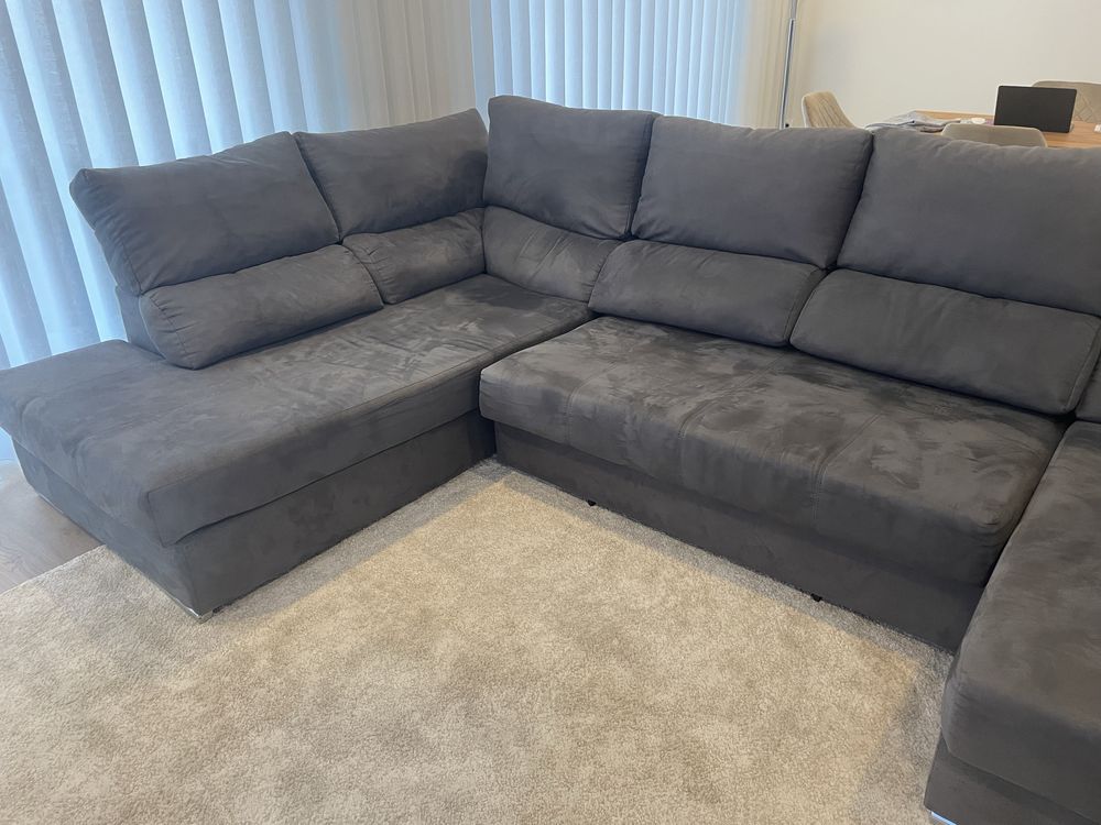Sofá com curva e chaise long