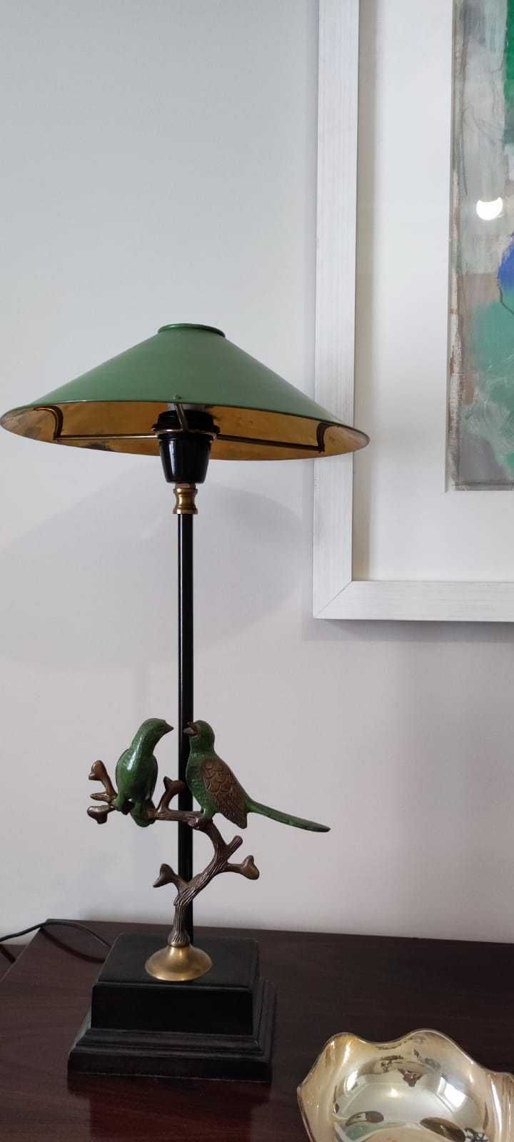 Elegante candeeiro - motivo pássaros - verde e preto (novo)