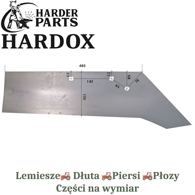Lemiesz Rabewerk HARDOX SSP295OEP części do pługa 2X lepsze niż Borowe