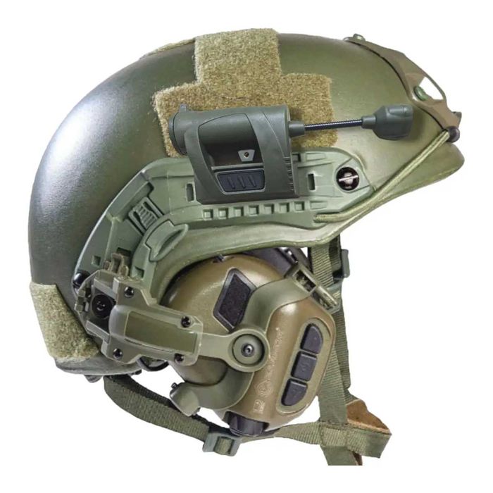 Тактичні навушники Earmor M32 + кріплення на військовий шолом, ліхтар