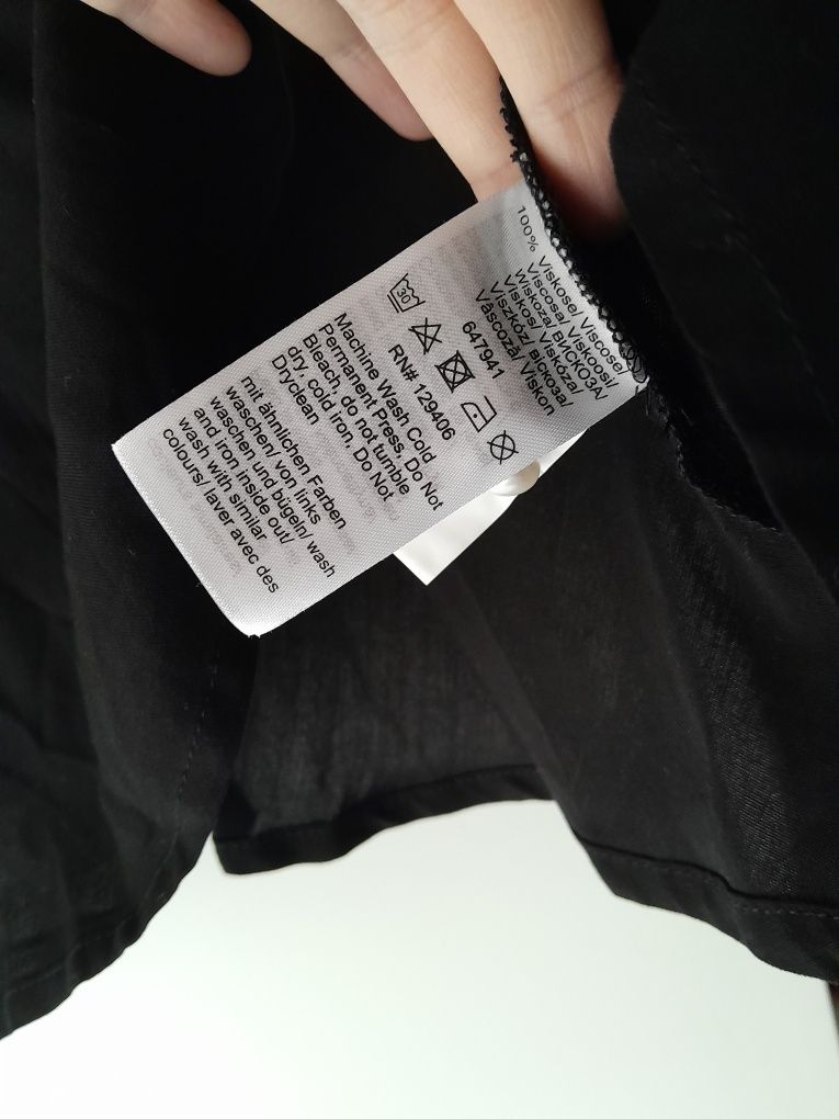 Długa koszula czarna tunika 34 wiskoza