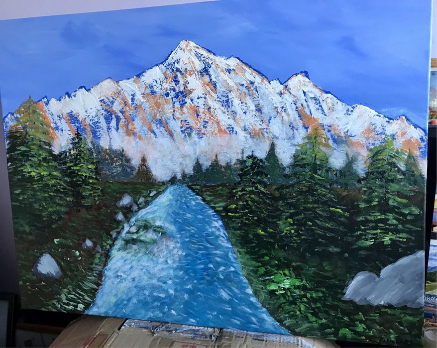 Obraz „Las w górach” 60x80cm pejzaż krajobraz dekoracja
