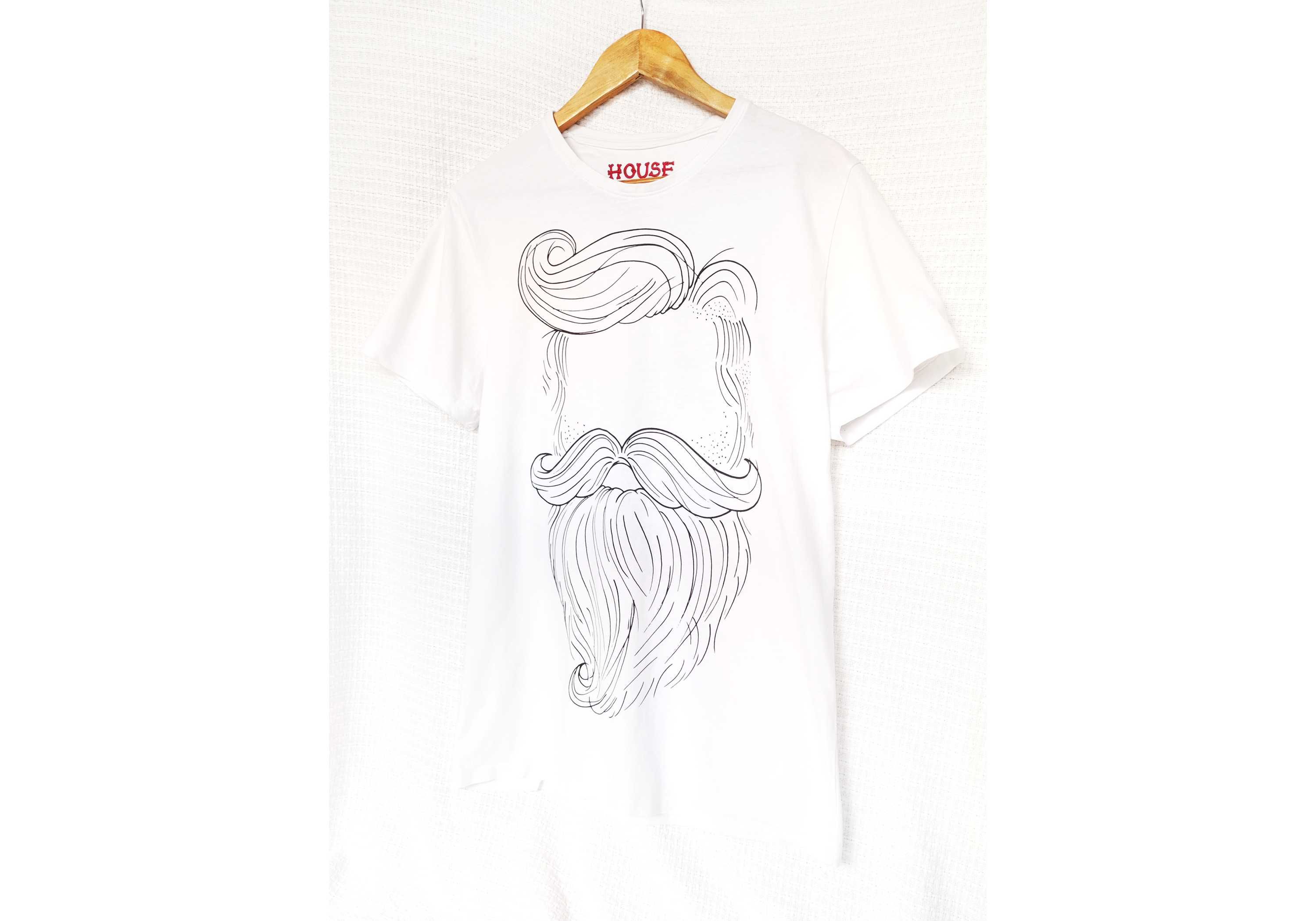 Biała męska koszulka T-shirt z nadrukiem gentleman minimal
