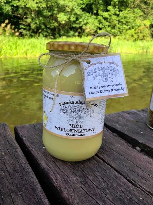 Miód wielokwiatowy KREMOWANY kwiaty łąki sady mniszek z serca Rospudy