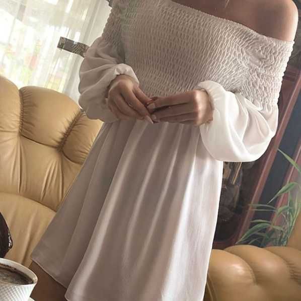 Echo sukienka narzutka plażowa biała tunika XS S