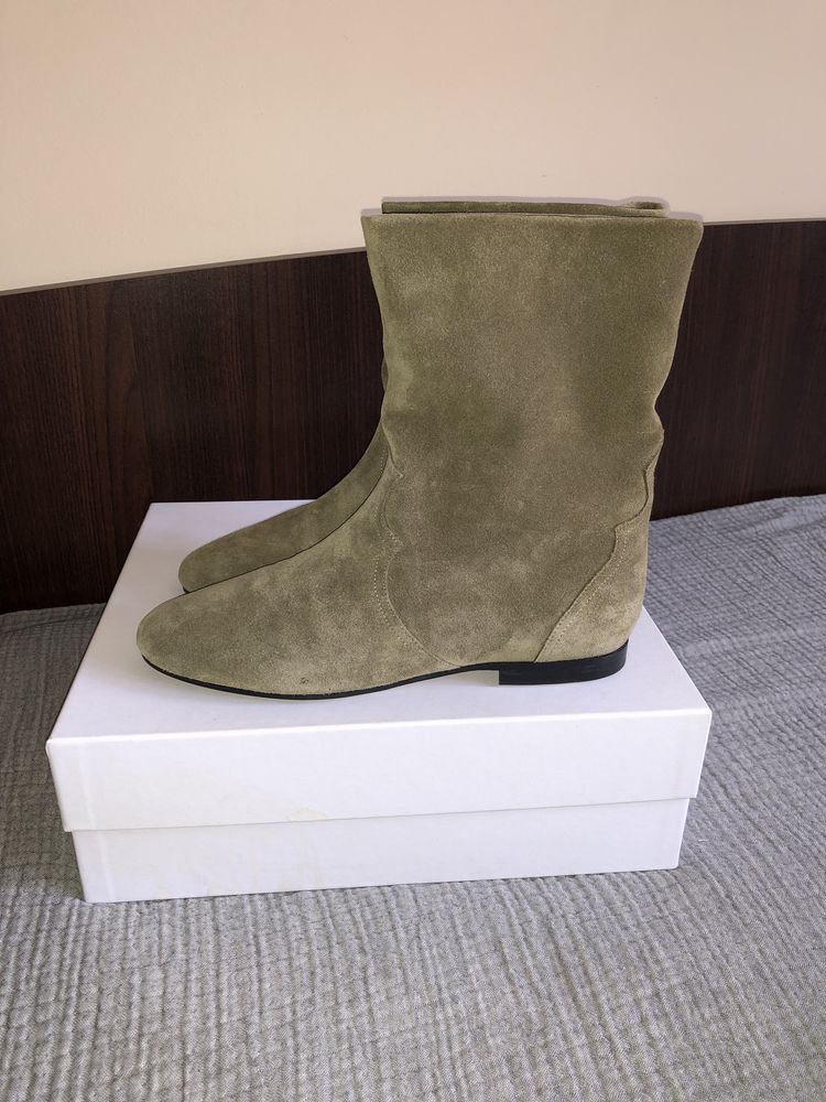 Isabel Marant botki płaskie bez koturny 40 skóra zamsz naturalna