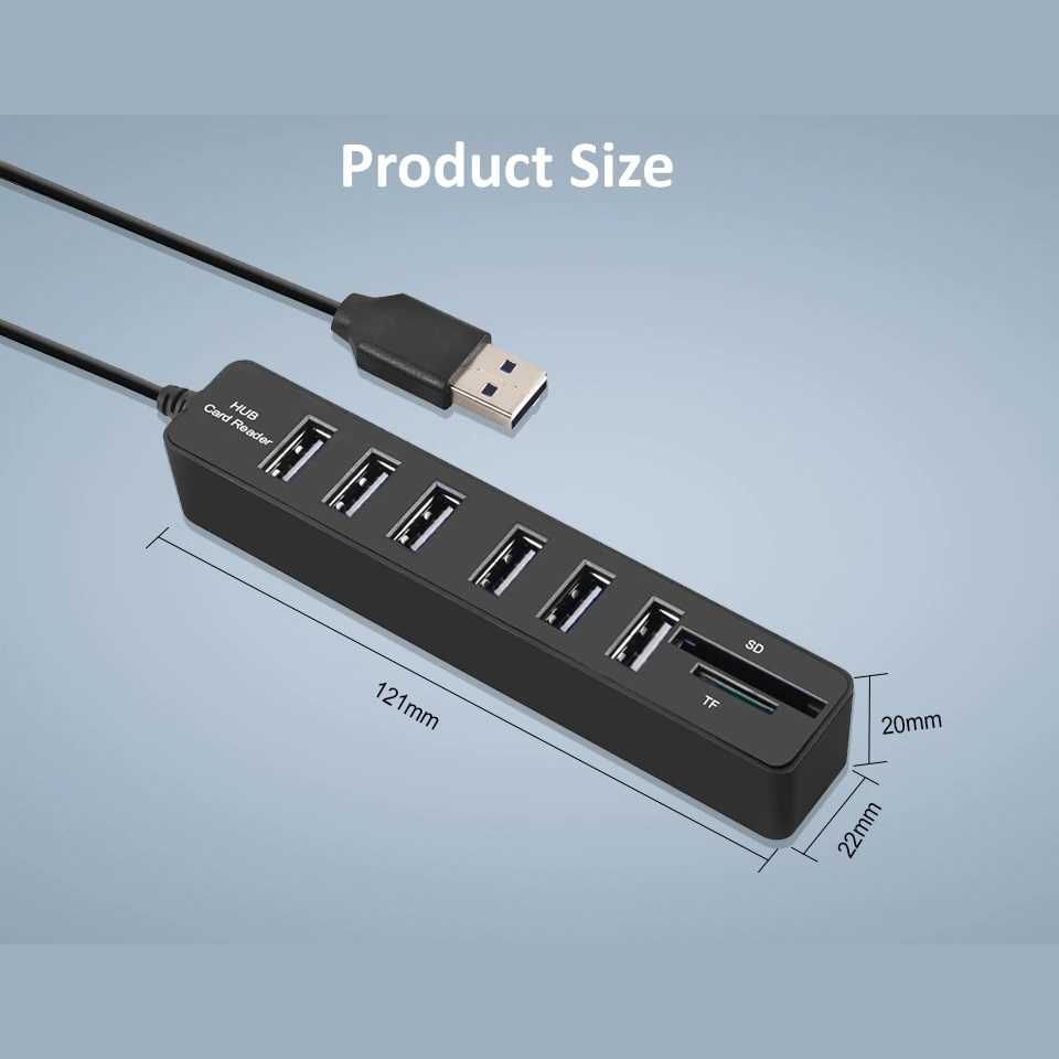 USB хаб 6 USB 3.0 картридер микро SD / TF