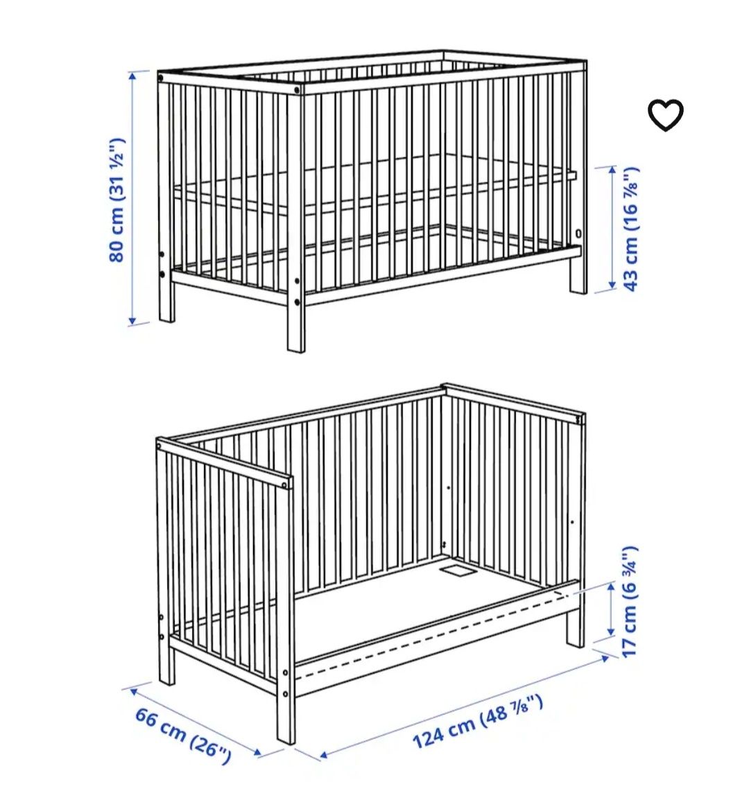 Łóżeczko łóżko dziecięce Ikea gulliver białe 60x120cm