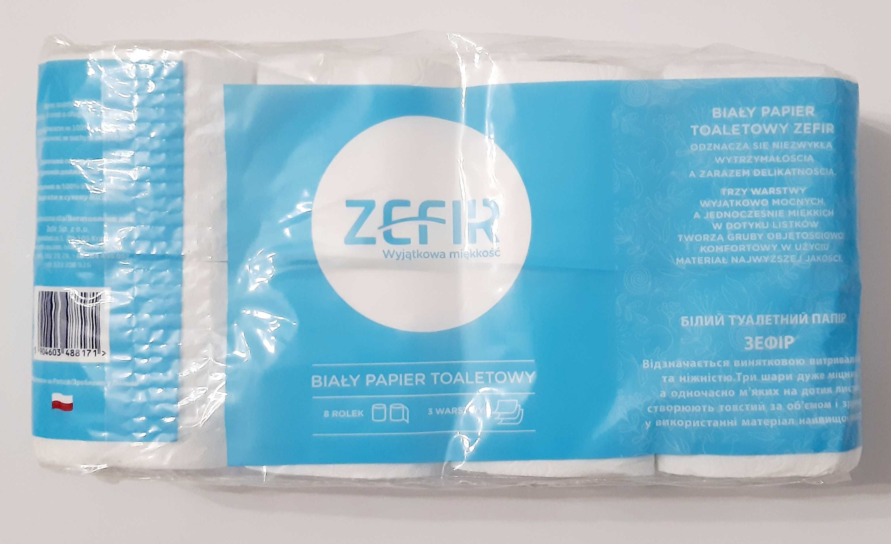 Papier toaletowy Zefir 8 rolek 3 warstwy paleta