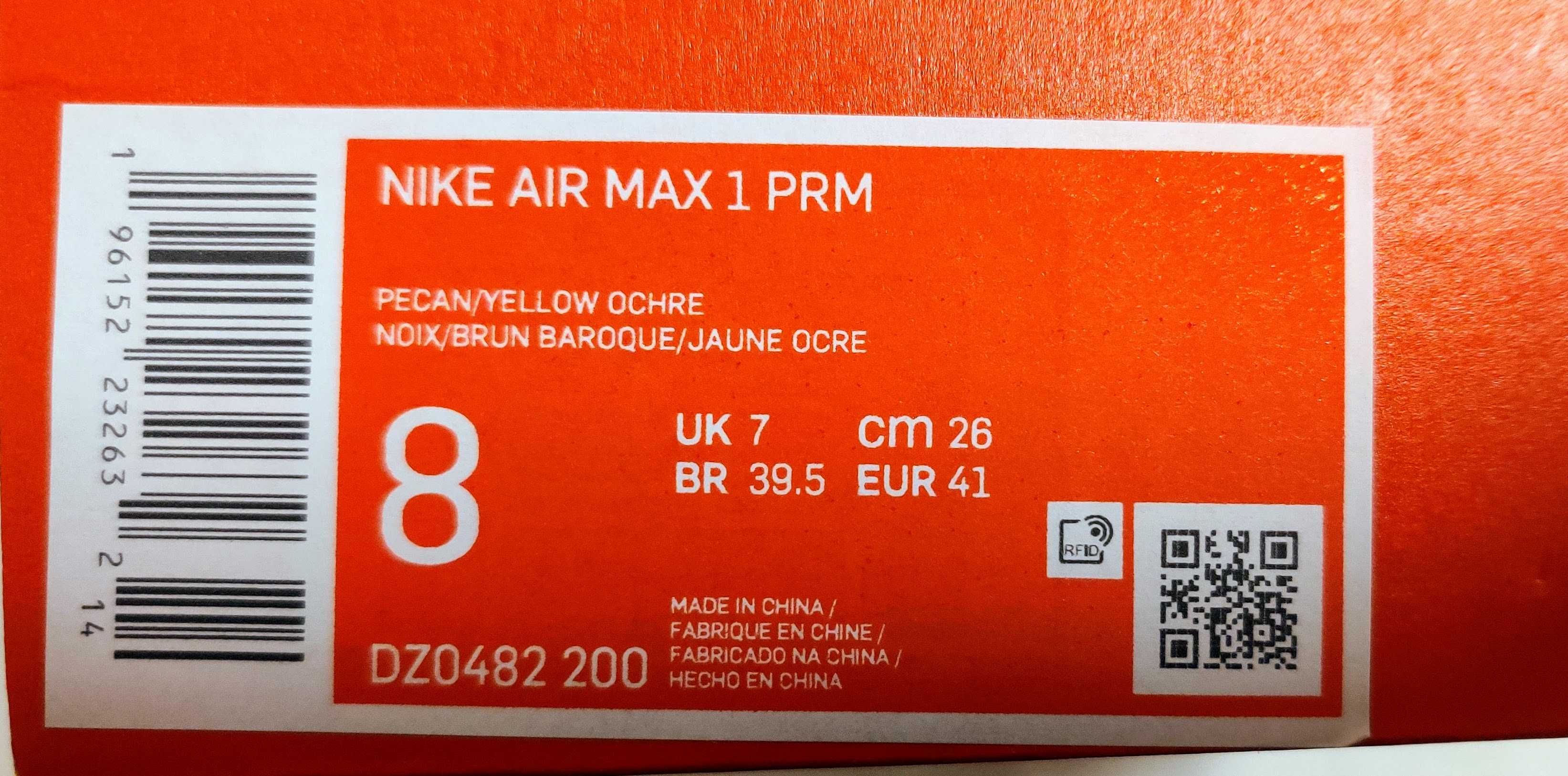 Sapatilhas Nike Air Max 1 PRM (Duck Pecan Yellow Ochre), tam. 41