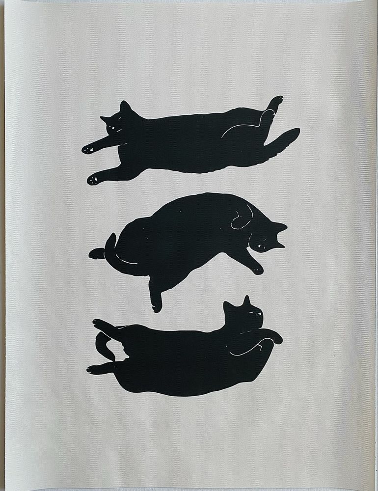 Gobelin na płótnie HD/Obrazek/Minimalist Aesthetic/3 Black Cat’s