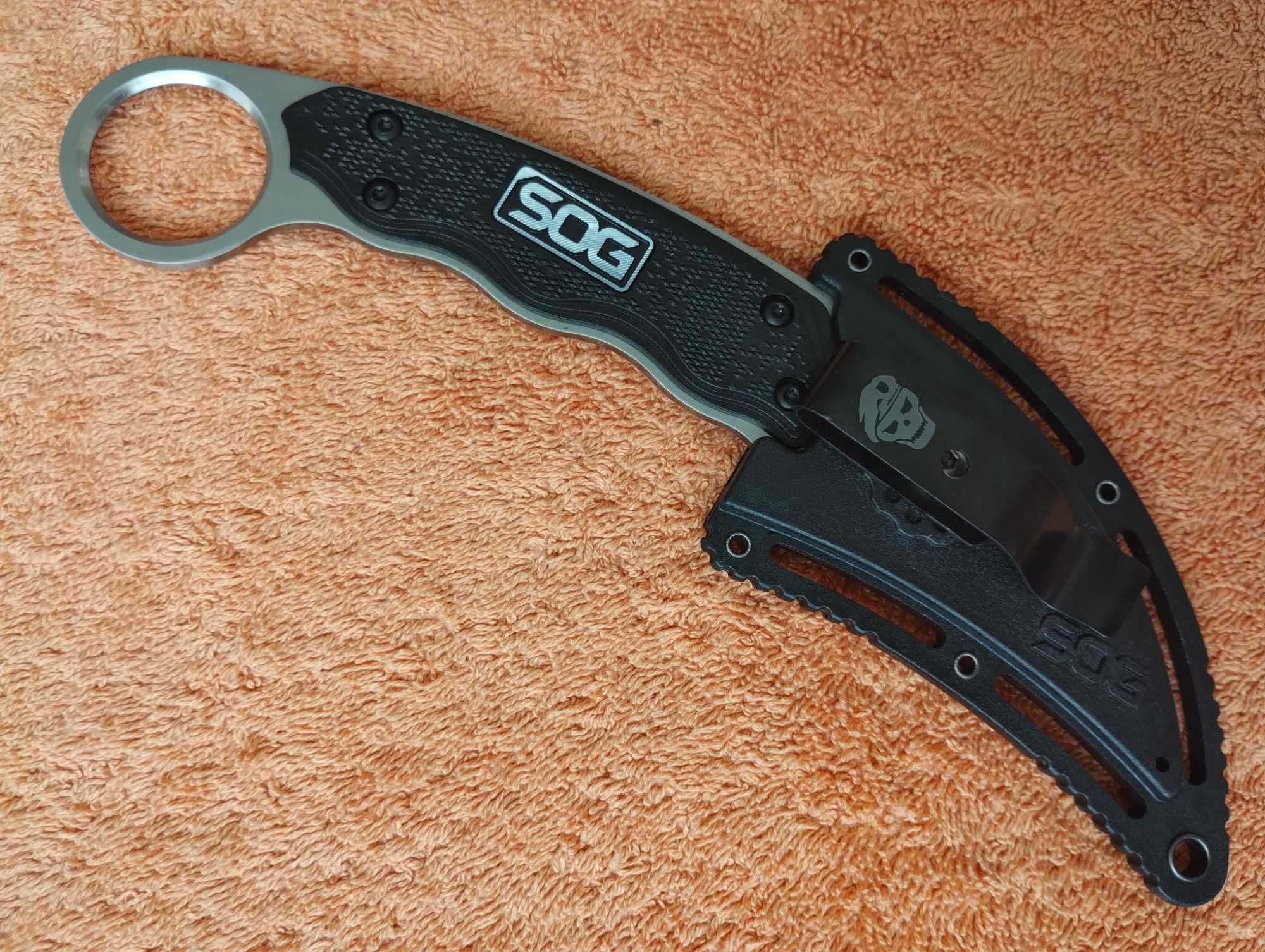 Нож керамбит SOG Gambit black с чехлом