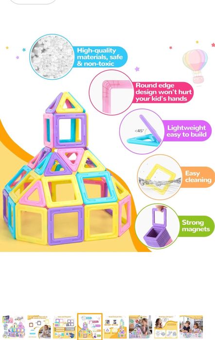 Klocki magnetyczne dla dzieci 42 sztuki dla 3 4 5 6 7 8 lat