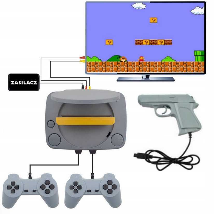 Gra telewizyjna retro KONSOLA pady pistolet + 16 wgranych gier