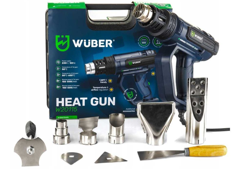 Opalarka elektryczna REGULACJA MOCNA LCD 2200W + 5 DYSZ + SZPACHLA