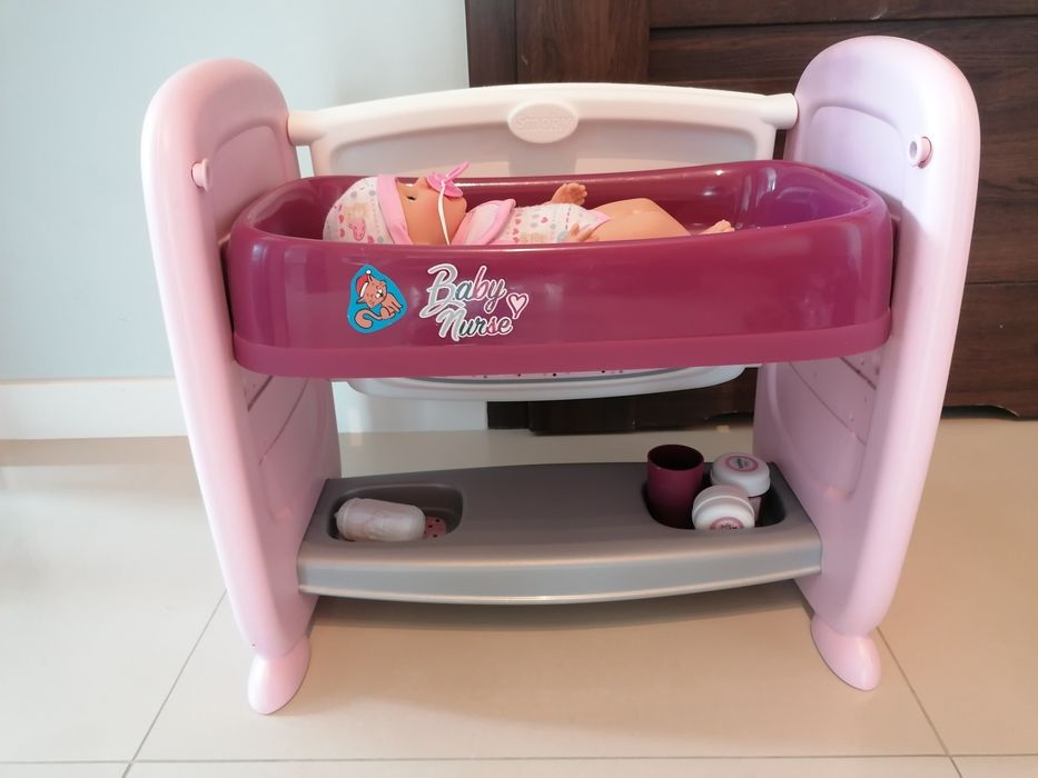 Smoby Baby Nurse Łóżeczko 2w1 dla lalki/przewijak + lalka