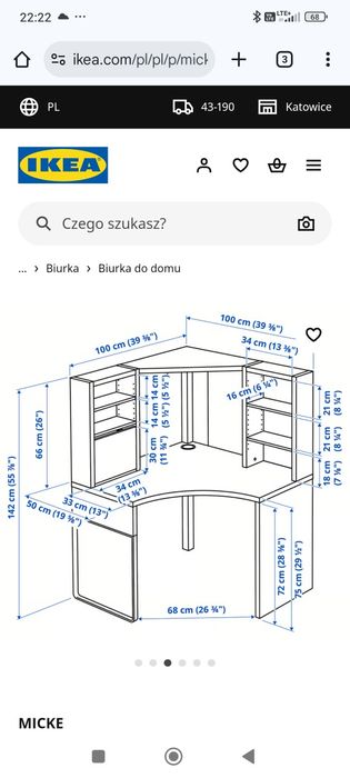 Biurko narożne Ikea MICKE