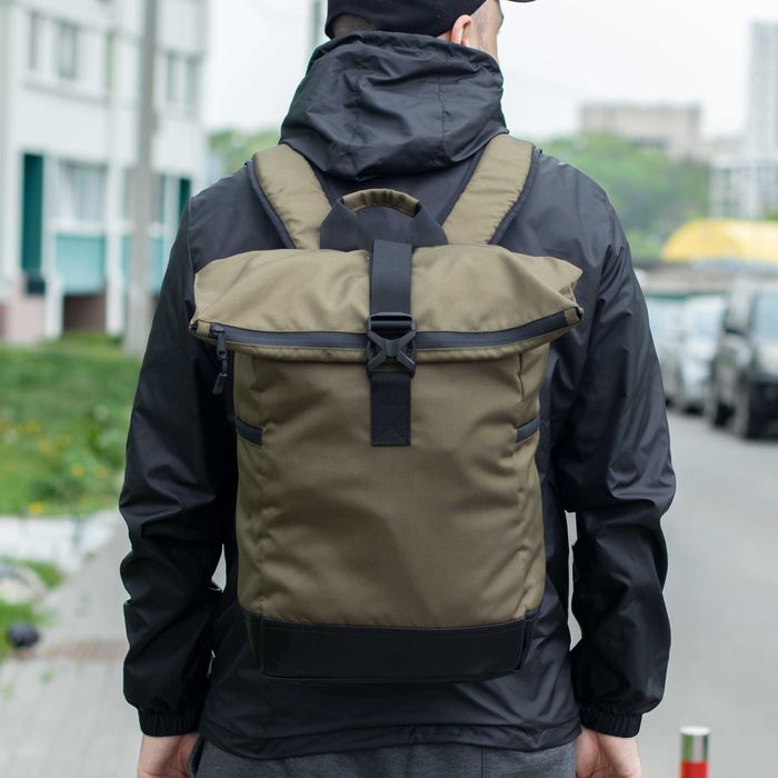 Рюкзак Роллтоп зеленый городской для путешествий ROLL TOP