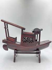 statek chiński drewniany palisandrowy figurka Vintage B41/42637