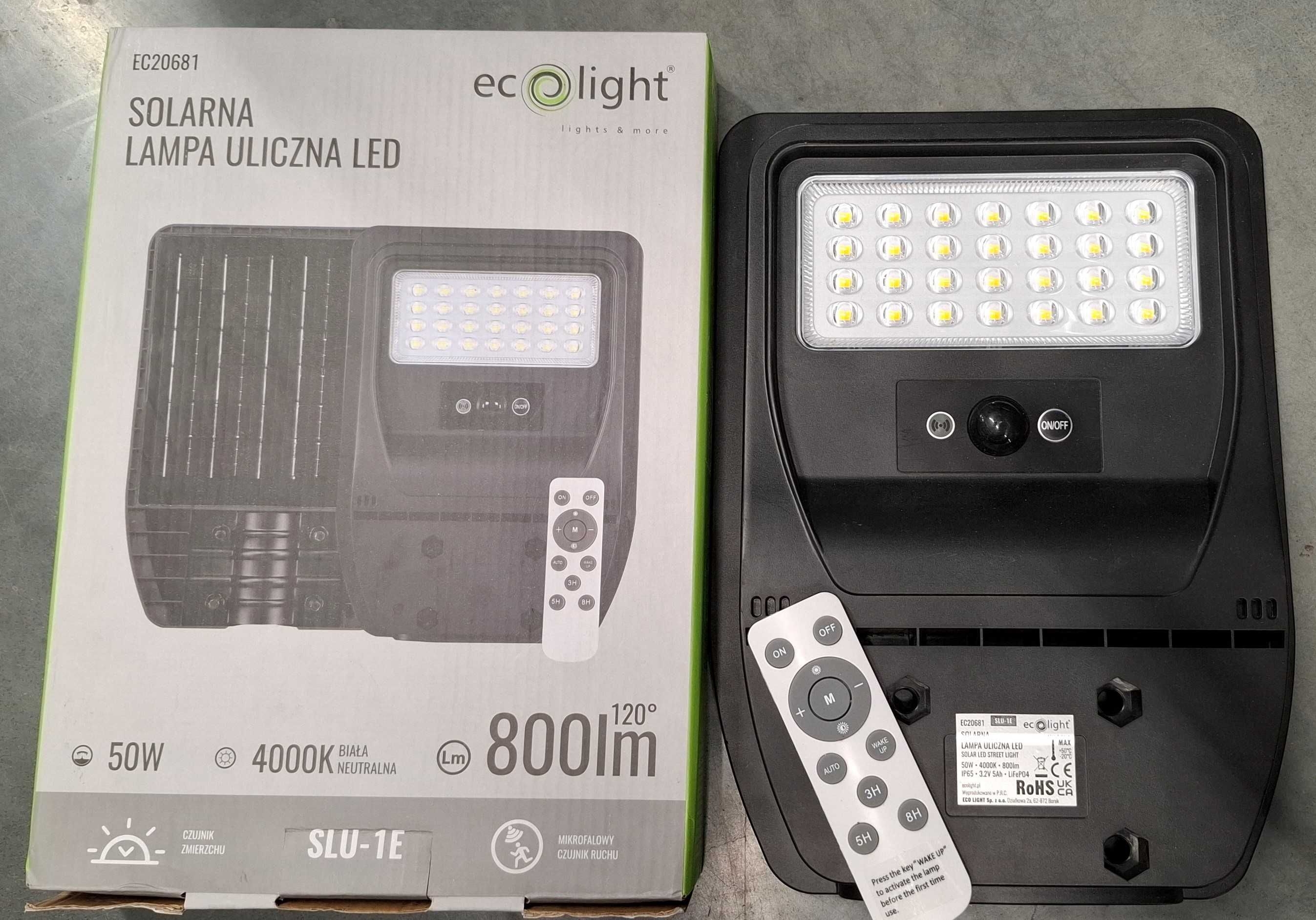 Lampa uliczna solarna Economy 50W 4000K 800lm IP65 eco light!