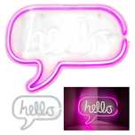 Neon HELLO Biało-Różowy LED Świecący Napis USB Stojący Wiszący