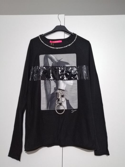 Bluza sweter czarna cyrkonie lateks dqmane s m L