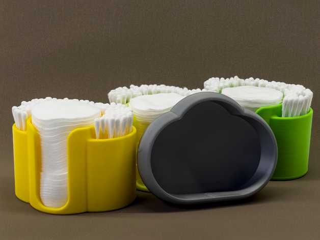Suporte para cotonetes e discos impressos em 3D