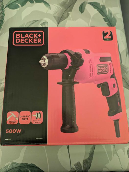 Berbequim percutor com fio 500 w Black + Decker BEH200-QS Novo