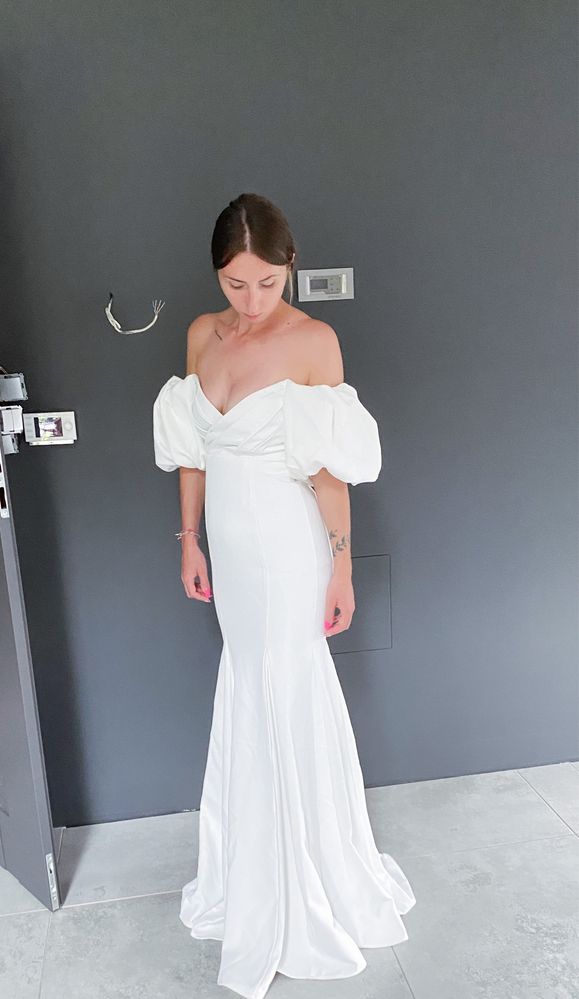 Suknia ślubna asos bridal bufki boho 36 S sukienka