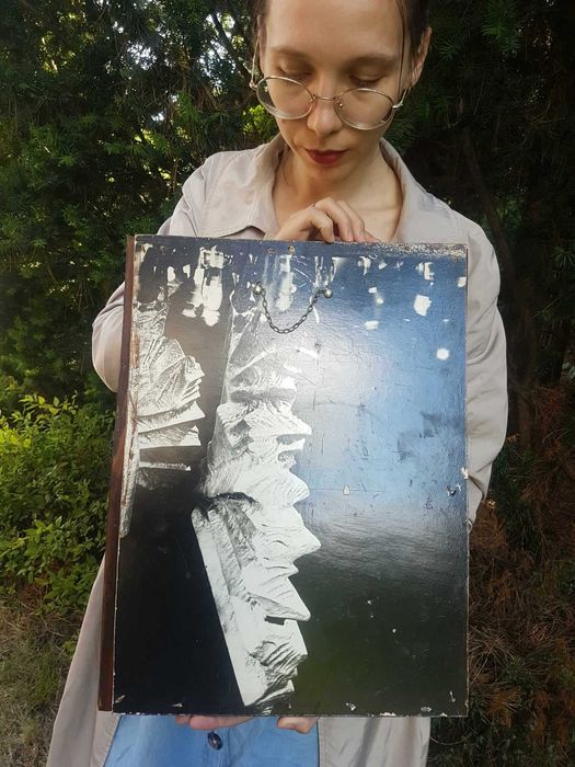 Obraz FOTOGRAFIA PRL Portret Mężczyzny w Mundurze GÓRNICZYM rama 30x41