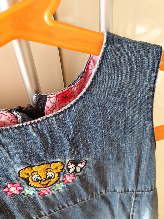 Lindex 98 sukienka stan BDB jeansowa misiu