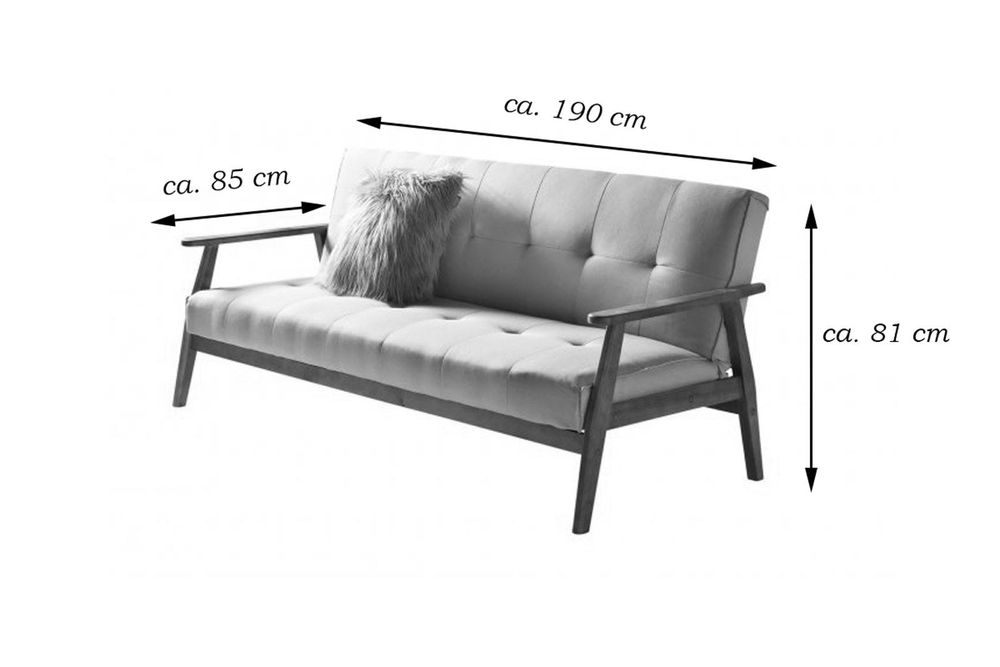 sofa rozkładana skandynawska salesfever 190 cm szara