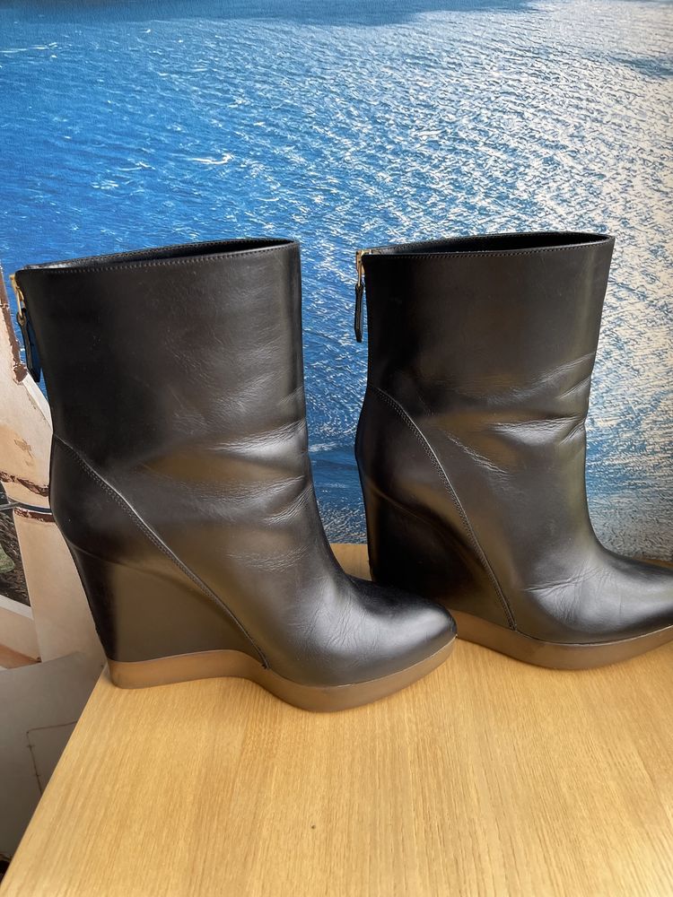 Осенние кожаные сапоги JIL SANDER