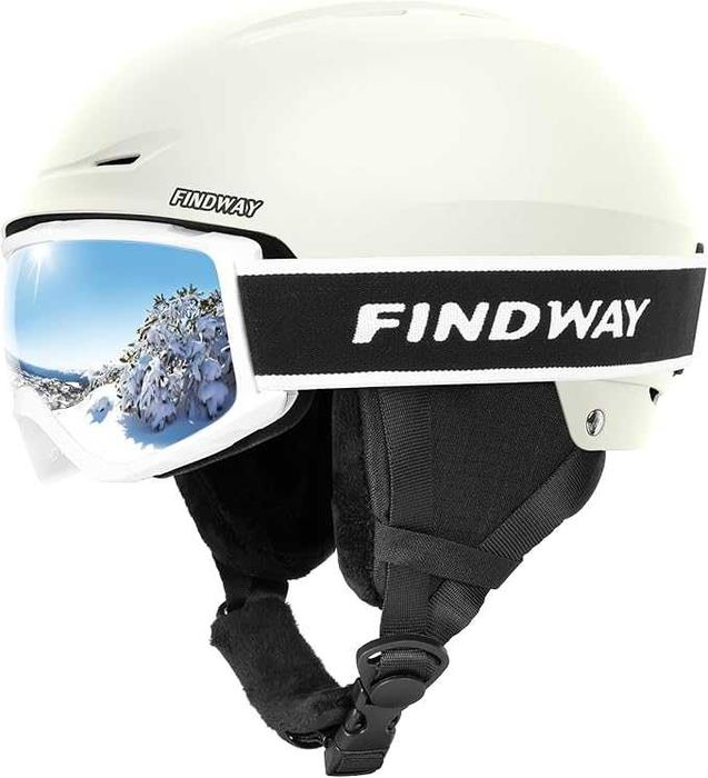 Kask narciarski + Gogle Zestaw Findway . Rozmiar M.Biały