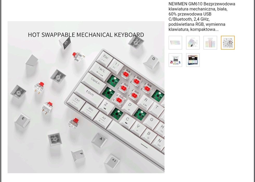 Newmen GM610 60% bezprzewodowa klawiatura mechaniczna, przewodowa/Blue