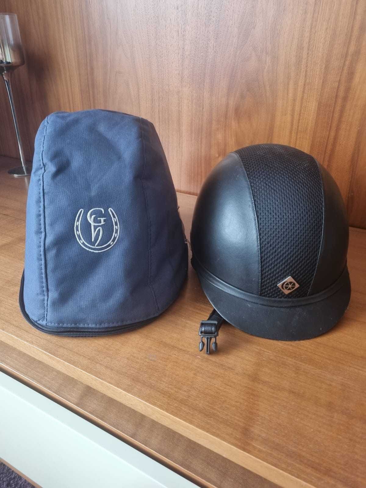 Kask jeździecki Charles Owen Ayr 8 leather 57cm ciemnogranatowy