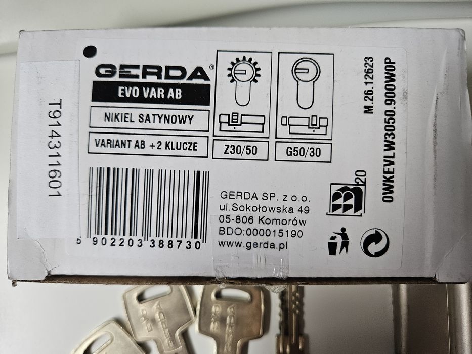 Gerda zamek evo var ab z30/50 g50/30 nikiel satynowy