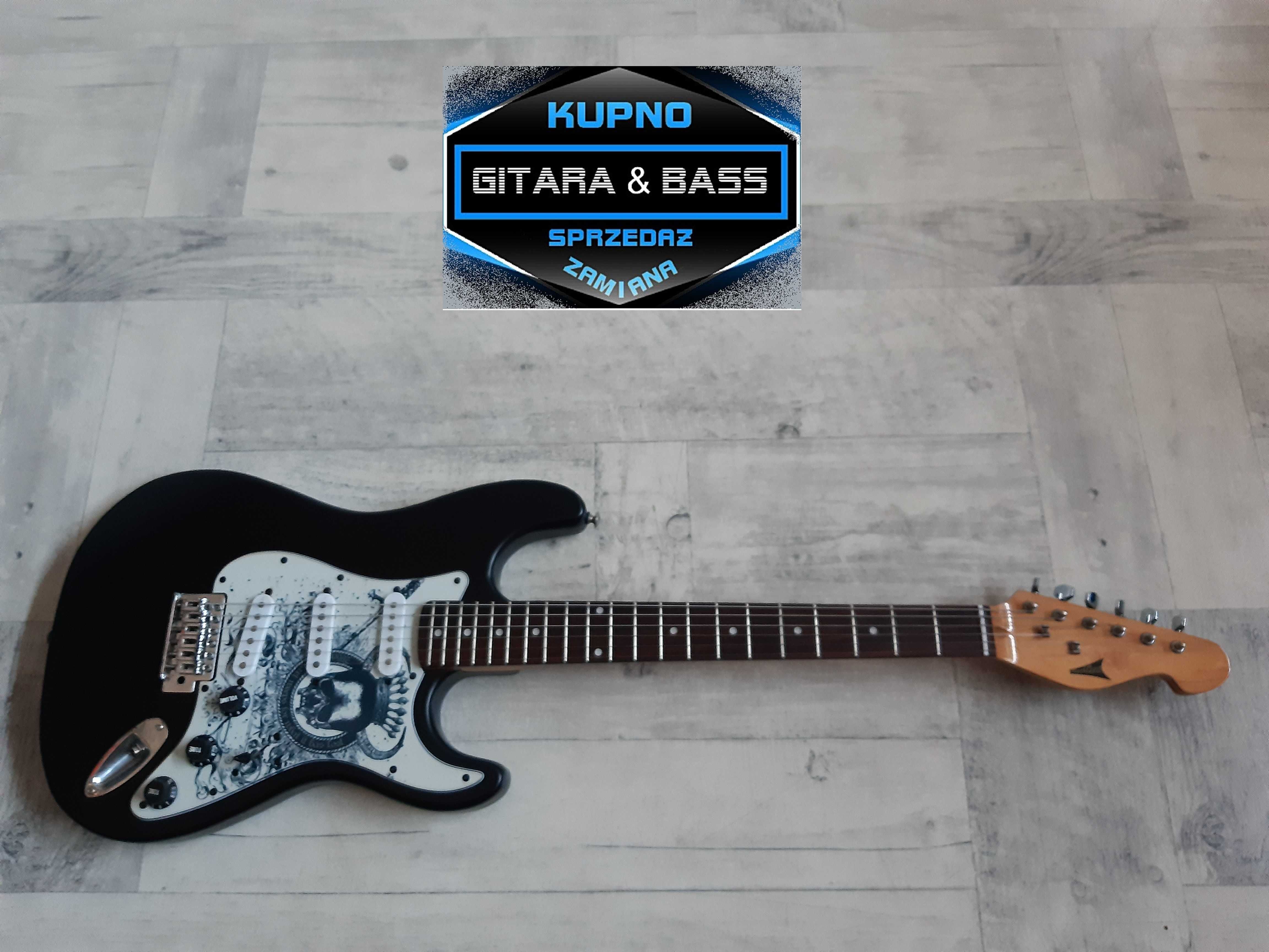 Gitara Stratocaster-Black Skull-Rock Queen-SSS- wysyłka Gratis-zamiana