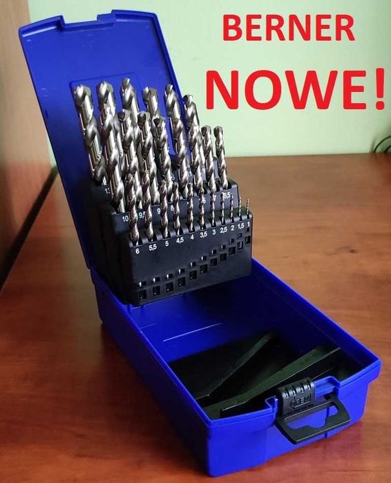 BERNER zestaw wierteł do metalu wiertła NOWE!najlepsze 1-13 25szt TANI