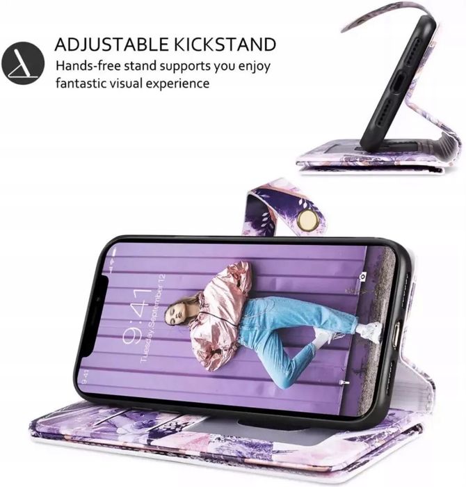 Dracool Etui Wallet Flip dla Samsung Galaxy A71 Kwiatowe Marmurowe