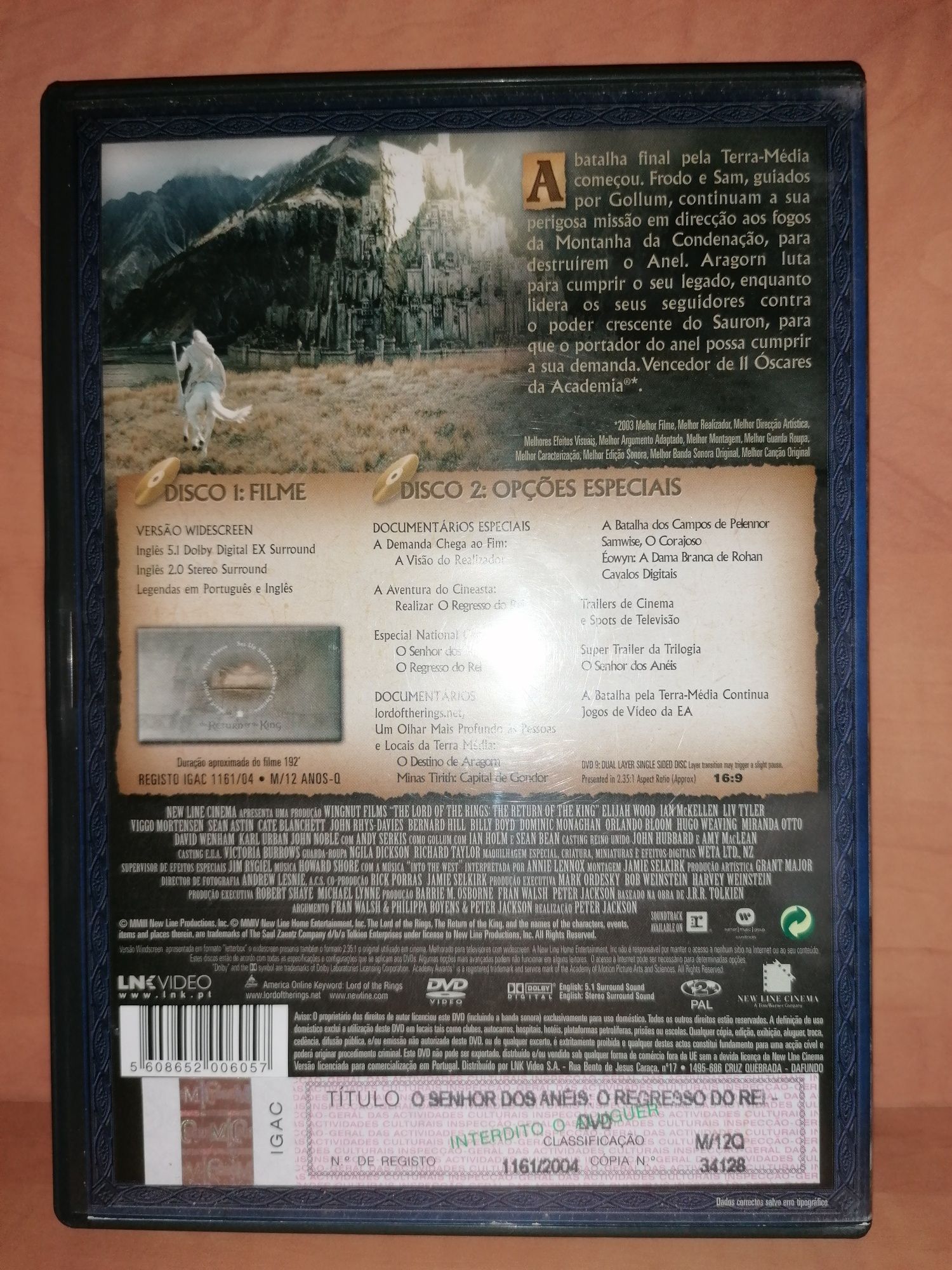 DVD Edição Especial "LOTR - O Regresso do Rei (Como Novo)