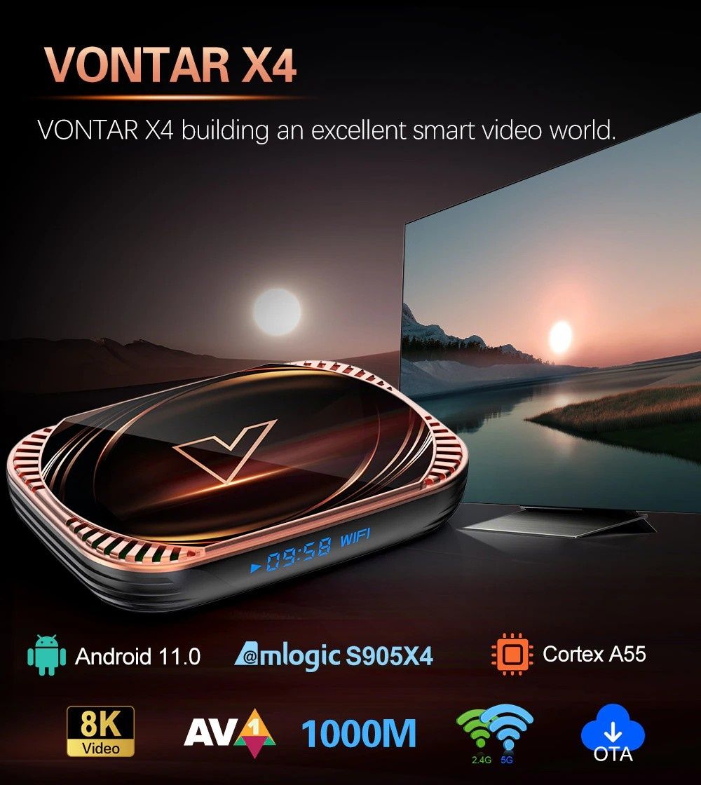 VONTAR X4 4/32 Gb Amlogic S905X4 Smart TV Box Android 11 Transpeed X4