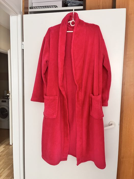 Szlafrok z polaru ciepły różowy